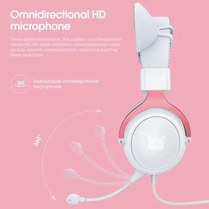 ONIKUMA-Casque de jeu X10 avec poignées amovibles, oreille de chat mignonne, éclairage RBG, casque d