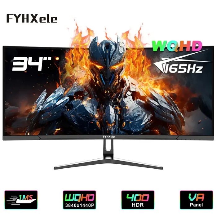 Moniteur 34 pouces 165Hz VA WQHD, écran large de bureau 21:9, écran d'ordinateur de joueur LED 1500R
