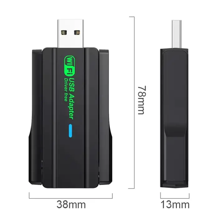 Carte réseau sans fil WiFi 5 1300M double bande 2.4G&5GHz USB 3.0 adaptateur