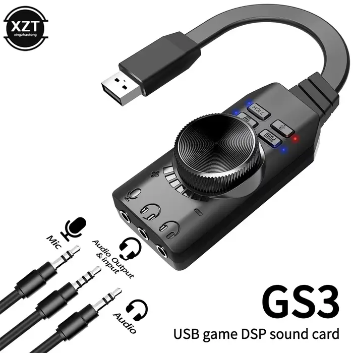 Carte son de jeu d'ordinateur USB externe 7.1 canaux