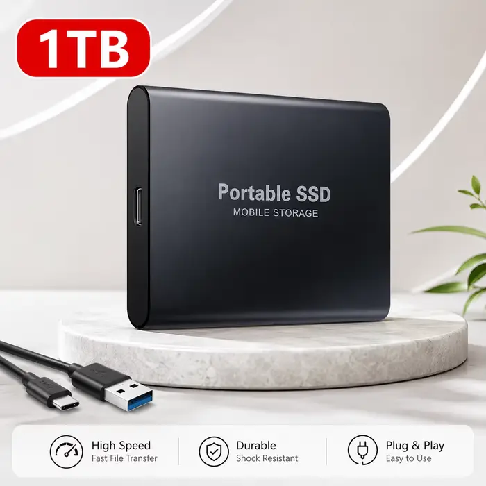 Disque dur externe portable SSD 2 To USB 3.1 Type-C 1 To pour ordinateurs portables/ordinateurs de b