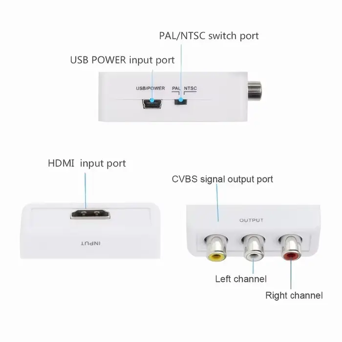 Grwibeou – convertisseur HDMI vers RCA 1080P, boîtier vidéo AV/CVSB L/R HD 1920x1080, HDMI2AV, prise