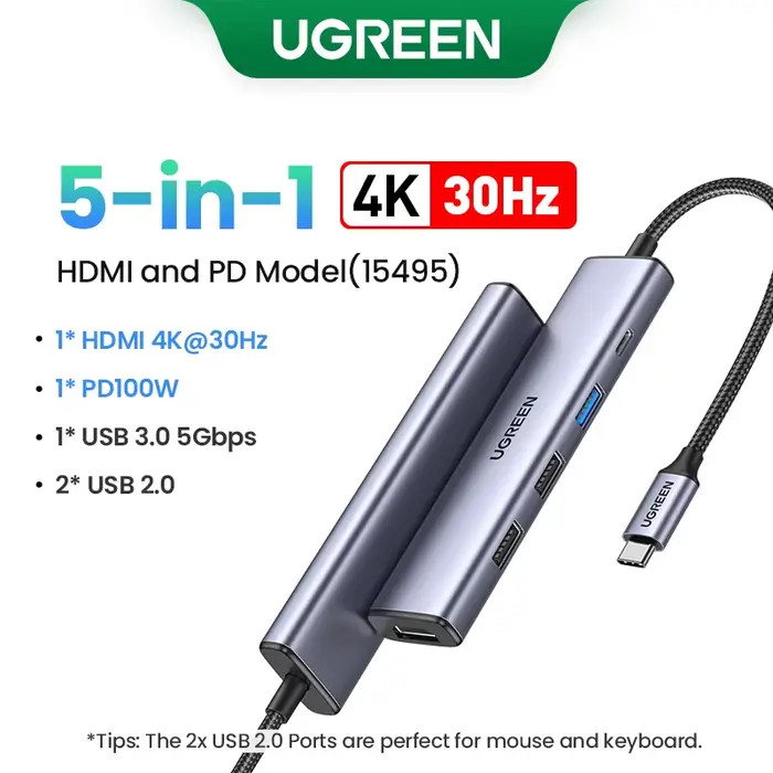UGREEN double HDMI USB-C HUB 8K 4K HDMI adaptateur 10 en 1 séparateur avec RJ45 USB3.0 PD 100W Dock 