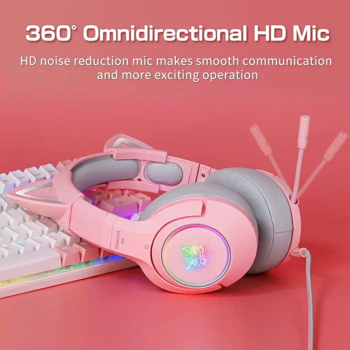 ONIKUMA K9 Filaire Casque avec RGB Lumière Flexible HD Mic 3.5mm Gaming Casque Ordinateur Écouteurs 