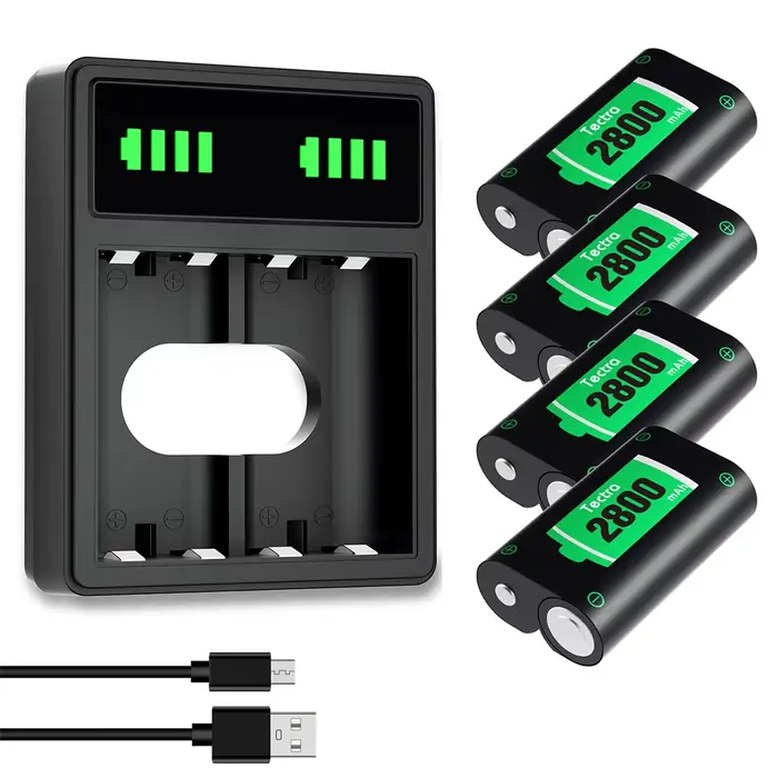Batterie rechargeable Tectra 2800mAh avec chargeur double LED pour Xbox Series X | Manette
