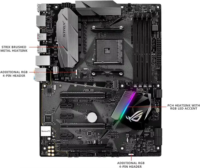 Carte mère ASUS ROG STRIX B350-F GAMING AMD B350 AM4 DDR4 3200MHz 64GB compatible avec les processeurs 5600 2600 2700 3500 5700 3900 1700 M.2 ATX