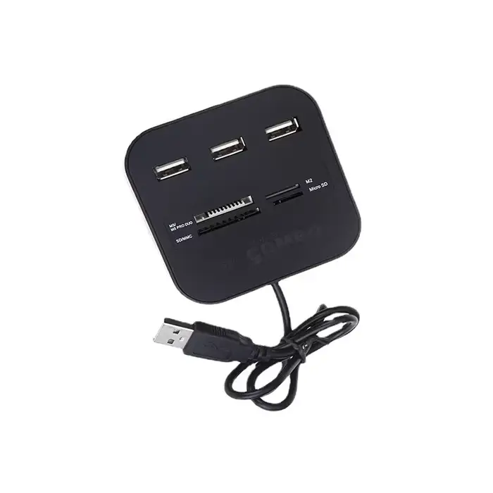 Mini Hub 3 Ports avec lecteur de carte tout-en-un USB 2.0 adaptateur répartiteur Hub haute vitesse pour ordinateur portable PC
