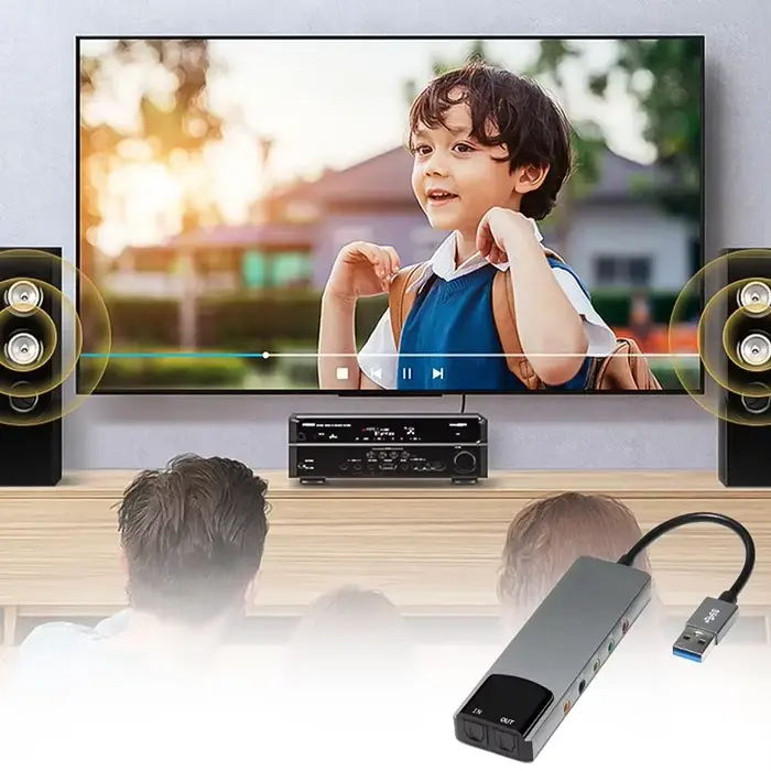 Carte son USB convertisseur Audio externe en alliage d'aluminium AC-3 DTS