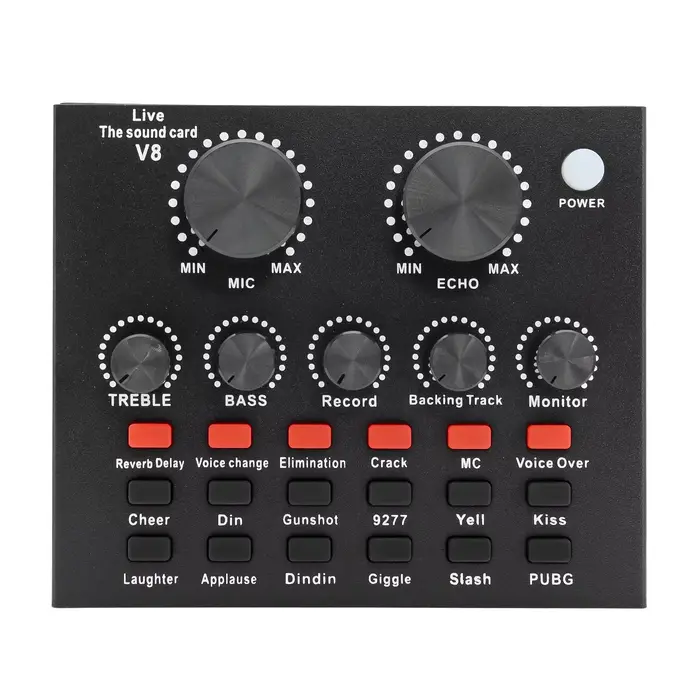 Carte son Audio V8, prise USB, équipement DJ, mélangeur Audio pour téléphone, ordinateur, PC, Webcas