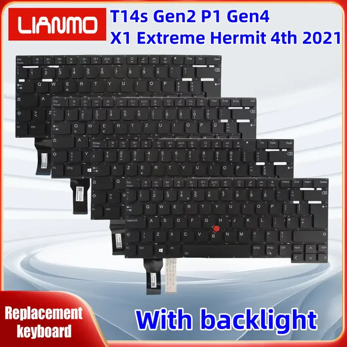 Clavier rétroéclairé pour ordinateur portable Lenovo Thinkpad T14s Gen2 P1 Gen4 X1 Extreme Hermit 4th 2021