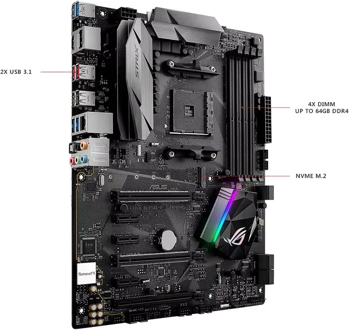 Carte mère ASUS ROG STRIX B350-F GAMING AMD B350 AM4 DDR4 3200MHz 64GB compatible avec les processeurs 5600 2600 2700 3500 5700 3900 1700 M.2 ATX