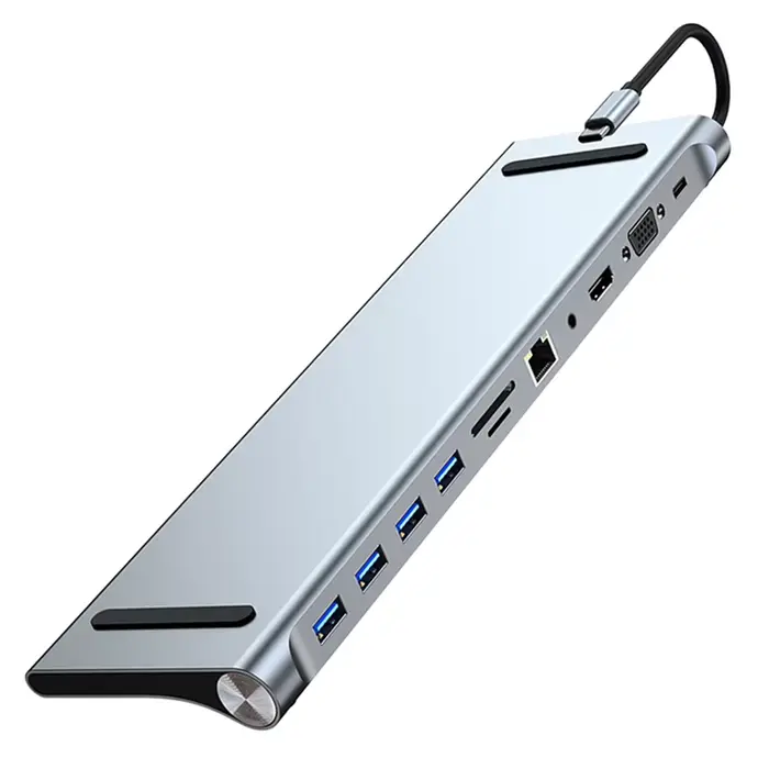 Station d'accueil USB C 11 en 1, 100W PD, SD/TF, audio, USB C, 1* USB 3.0, 3* USB 2.0 pour MacBook P