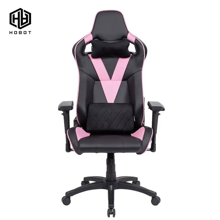 Chaise de jeu PC ergonomique rose, confortable, pivotante et inclinable, avec accoudoirs 4D pour uti