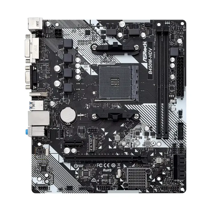 ASRock B450M-HDV R4.0 carte mère 2xDDR4 DIMM mémoire M.2 NVME SATA3 AM4
