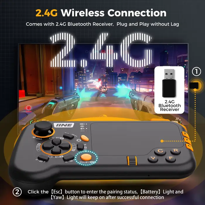 Contrôleur de tapis de souris sans fil IINE Ungrade noir et fil rose pour PS4/PS5/PC, comme ensemble