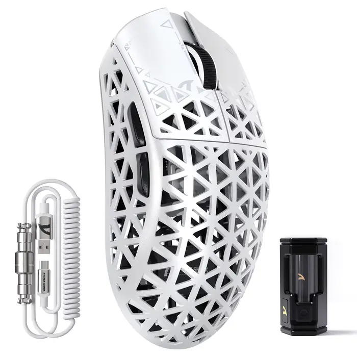 ATTACK SHARK R5Ultra Souris Gamer Sans Fil en Fibre de Carbone, Taux d’interrogation 8K, Capteur Pix