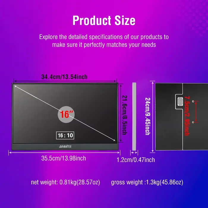 Moniteur de jeu Portable de 16 pouces