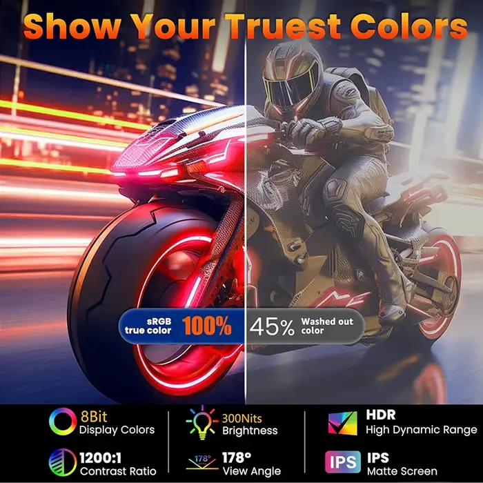 Moniteur portable 16 pouces 16:10 144Hz RGB100% 8 bits avec support VESA pour ordinateur