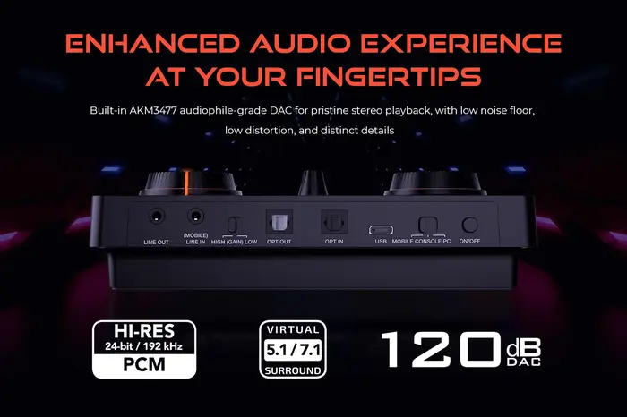 Creative Sound Blaster GC7 Jeu Streaming DAC Amp ft Boutons programmables, Super X-Fi, Surround virt
