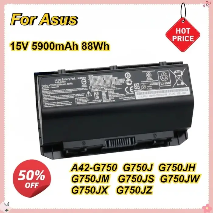 Batterie d'ordinateur portable pour ASUS A42-G750 G750J G750JH G750JM G750JS G750JW G750JX G750JZ
