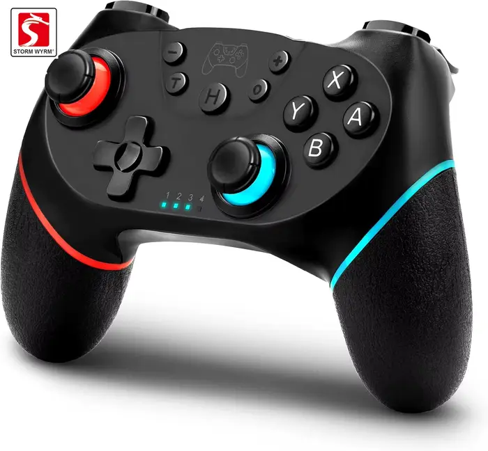 Manette de jeu sans fil STORM WYRM avec fonctions Turbo et double Vibration réglables pour Switch/Switch Lite/Switch OLED