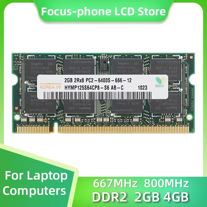 DDR2 2GB 4GB 667MHz 800MHz 2R × 8 Ordinateur Portable RAM Notebook Memory SODIMM PC2-5300 6400 1.8V