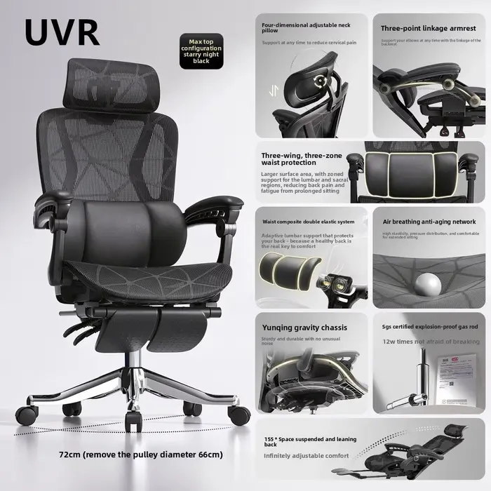 UVR Design ergonomique chaise ménage tabouret inclinable sédentaire confort maille