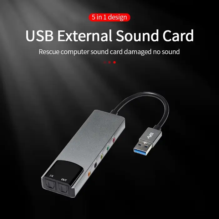 Carte son optique USB externe 6 en 1, Interface Audio USB, adaptateur Audio externe, carte son pour 