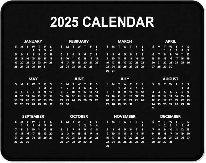 Tapis de souris carré antidérapant, calendrier 2025, sous-souris, polymères, bureau, jeu, ordinateur