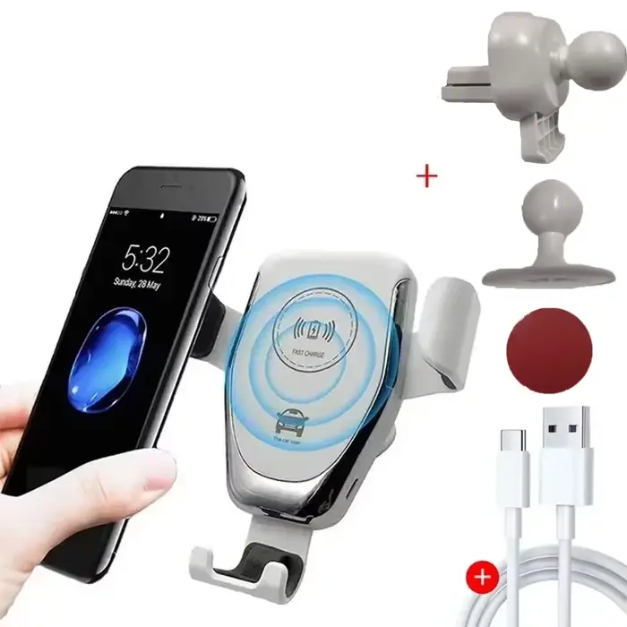 Chargeurs sans fil rapides pour voiture pour iPhone 17 16 15 14 13 12 Pro XS Max XR Samsung Xiaomi – Support de