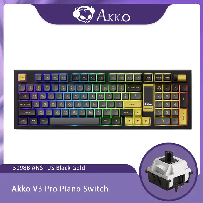 Clavier de jeu mécanique sans fil Akko 5098B avec écran TFT, bouton vertical 96 prédire, joint rétro