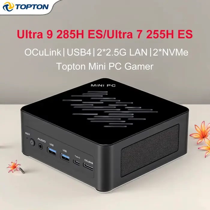 Topton Mini PC Gamer Intel Ultra 9 285H ES/Ultra 7 255H ES, PC de jeu haute performance, Windows 11