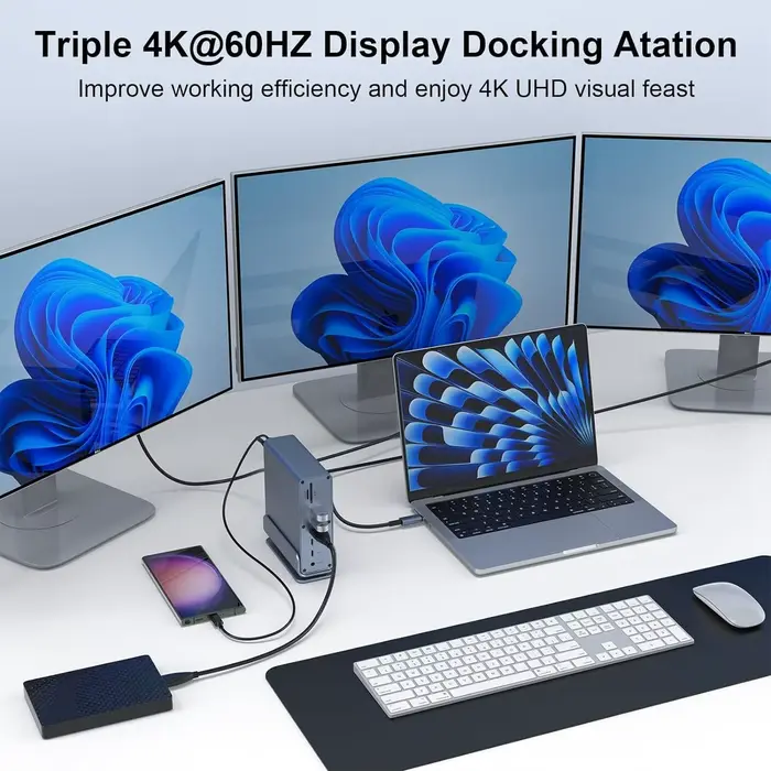 Station d'accueil pour ordinateur portable Thunderbolt4 USB C avec 2 ports USB compatibles HDMI