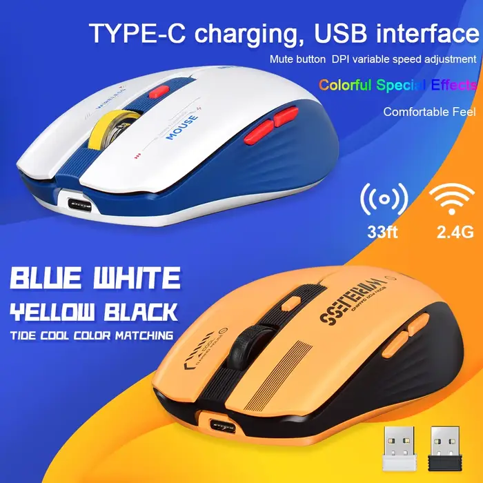 T19 souris de jeu ergonomique Rechargeable USB 2.4G sans fil RGB lumière ordinateur de bureau ordinateurs portables