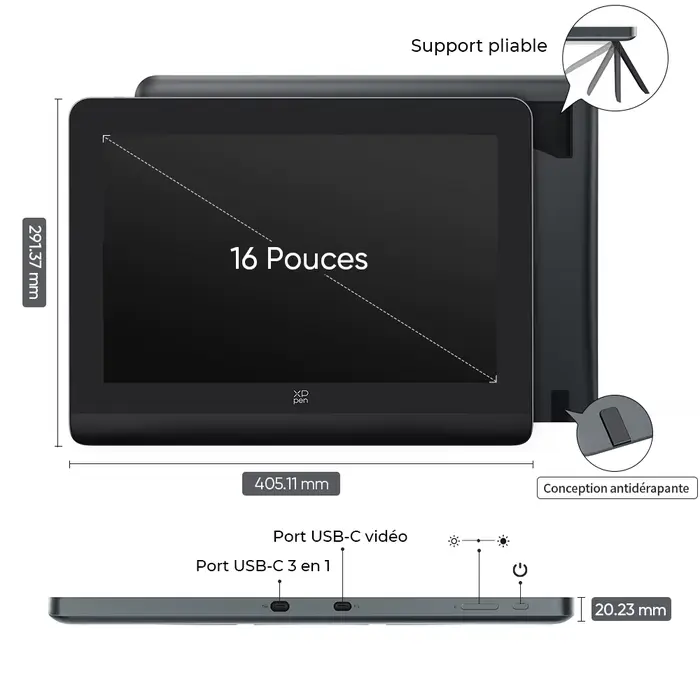 Tablette graphique XPPen Artist Pro 16 (Gen 2) avec écran de dessin de 16 pouces
