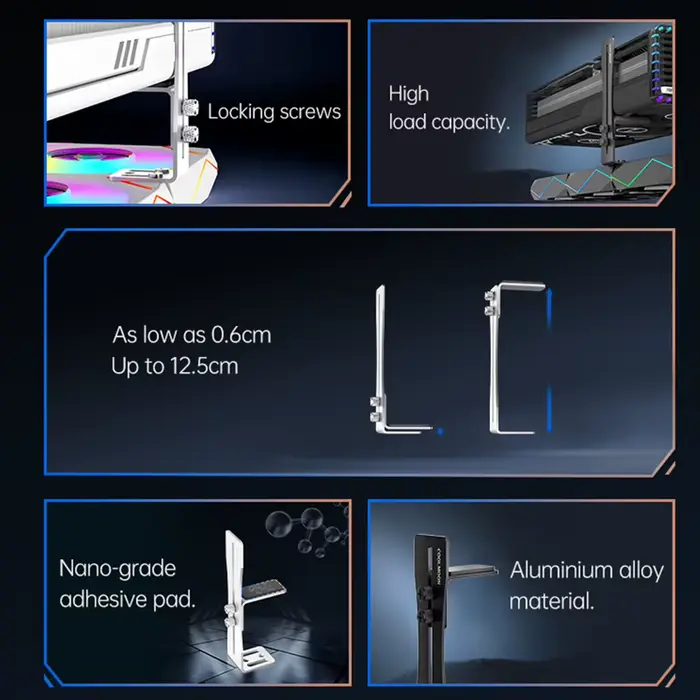 Support de carte graphique en aluminium, Support de prise GPU réglable, Support de carte vidéo, attelle de Support, accessoire de boîtier pour ordinateur de bureau
