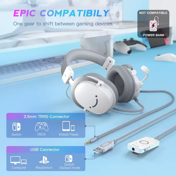 FIFINE – casque de jeu USB avec son Surround 7.1/prise 3.5mm/Microphone