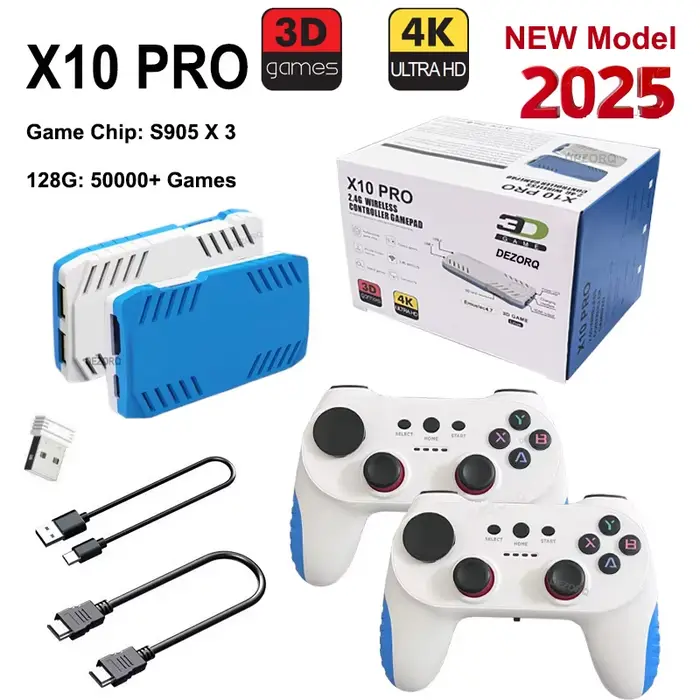 128G X10 PRO GameStick 4K HD TV Console de jeu vidéo jeux 3D 40 + simulateurs S905 x 3