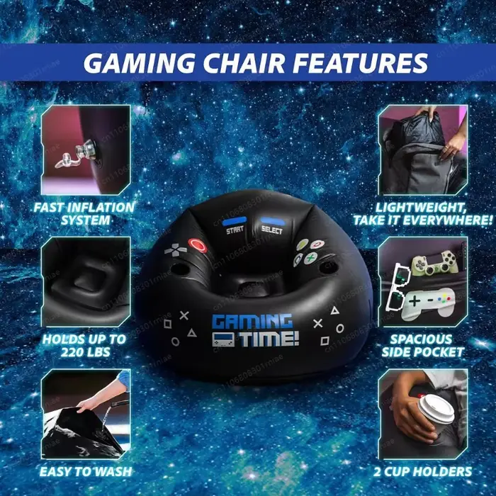 Fauteuil de gaming avec porte-gobelet et poches latérales