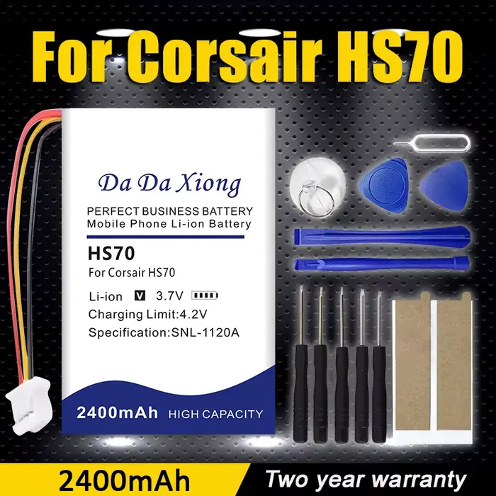 DaDaXiong 2400 mAh batterie Lipo polymère pour Corsair HS70, RDA0031 RDA0034 HS70 Pro casque de jeu 