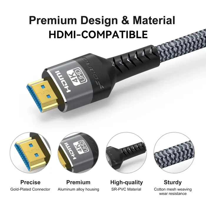 Câble HDMI, compatible 4K 60 Hz