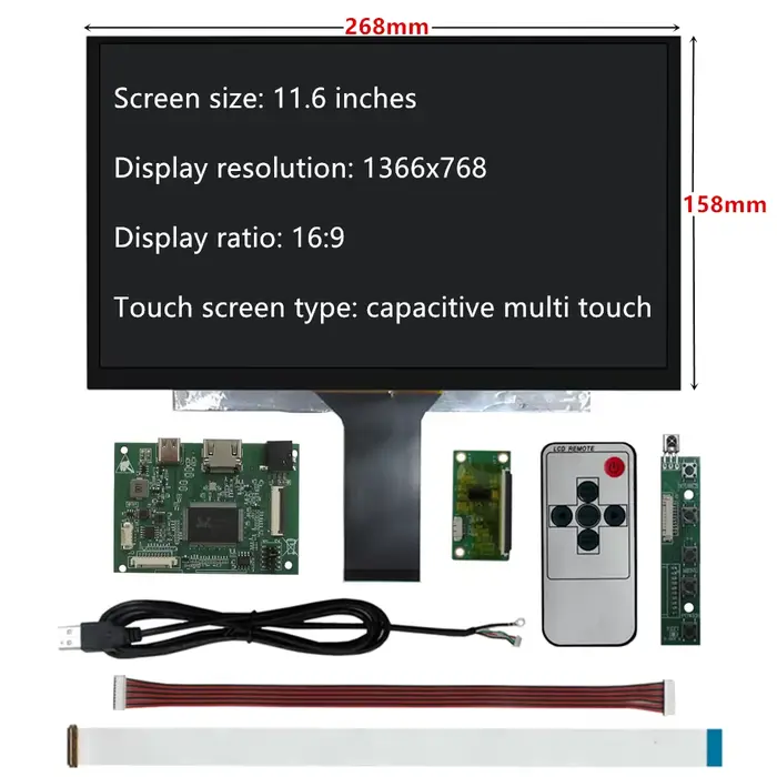Kit Portable de 11.6 pouces, moniteur à écran tactile HD HDMI/USB-C avec Support multi-touch pour PC