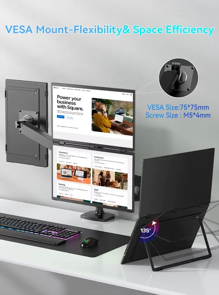 UPERFECT Moniteur portable pliable triple écran 15
