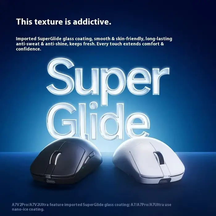 MCHOSE A7 V2 Ultra+ Souris de jeu sans fil tri-mode légère Paw3950 42000DPI 500MAh pour PC
