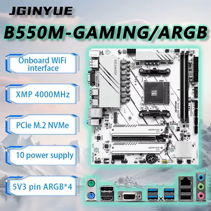 JGINYUE B550M GAMING ARGB carte mère prend en charge Ryzen 4000-5000 CPU EXPO PC de bureau DDR4 MAX 