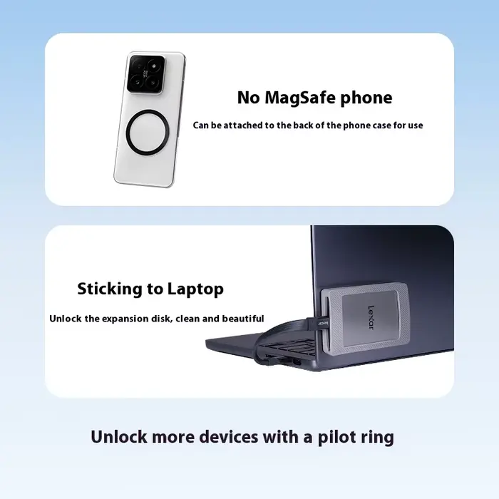Disques SSD portables Lexar PSSD Type-C ES4 version magnétique 1 To/2 To USB 3.2 Gen 2