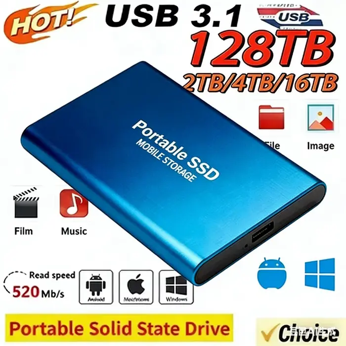 Disque SSD portable 1 To 2 To 4 To 16 To