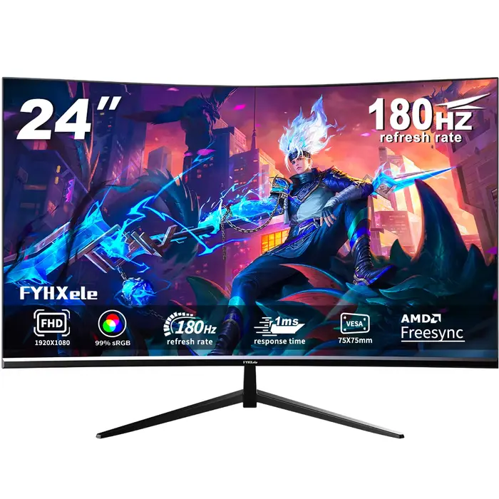 Moniteur de jeu incurvé 24 pouces 180 Hz