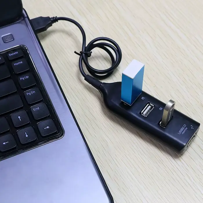 Hub USB haute vitesse 4 ports USB 2.0 avec câble Mini répartiteur USB Hub utilisation adaptateur secteur prise Multiple