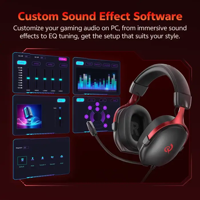 QCY VN200 Pro casque de jeu filaire avec micro 40mm pilote 7.1 Surround sur l'oreille casque pour PC